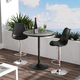 SFIHOME 31.5 Inch Round Pub Table Cocktail Table for Dining Room Kitchen Patio Bar, 27.5"- 36" Height-Adjustable, Bar Height Pub Table High Top Table with Metal Pole and Base, Silver SFIHOME