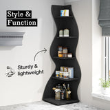Tribesigns Corner Shelf, Modern 5-Tier Wall Corner Bookshelf, Stylish Corner Small Bookcase Storage Rack Plant Stand with Unique Shape for Living Room, Home Office, (1PC, Black) Tribesigns
