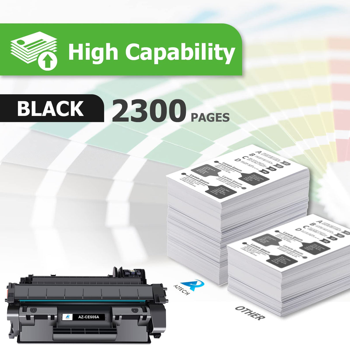 Aztech Compatible Toner Cartridge Replacement for HP CE505A 05A for HP P2035 P2035N P2055DN 2055DN 2035N P2030 P2050 P2055D P2055X 2055D 2055X Printer (Black 2-Pack) Aztech