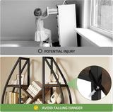 GOOBED Oval Bookshelf, Triple Wide 5 Tier Etagere Bookcase, Industrial Display Shelves Tree Bookshelf for Living Room, Bedroom, Home Office, Rustic Brown GOOBED