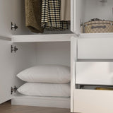 Jiaoun 78” 6-Door Large Armoire Wardrobe Closet, Bedroom Armoire with 3 Drawers & 2 Hanging Rod, Wooden Armoires and Wardrobe,White (70.9”W x 23.63”D x78”H) Jiaoun