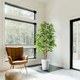 Warmplants Artificial Ficus Tree, 7ft Silk Fake Ficus Leaves Plant with Basket, Indoor Outdoor Faux Green Tree for Home Garden Office House Livingroom Décor Warmplants