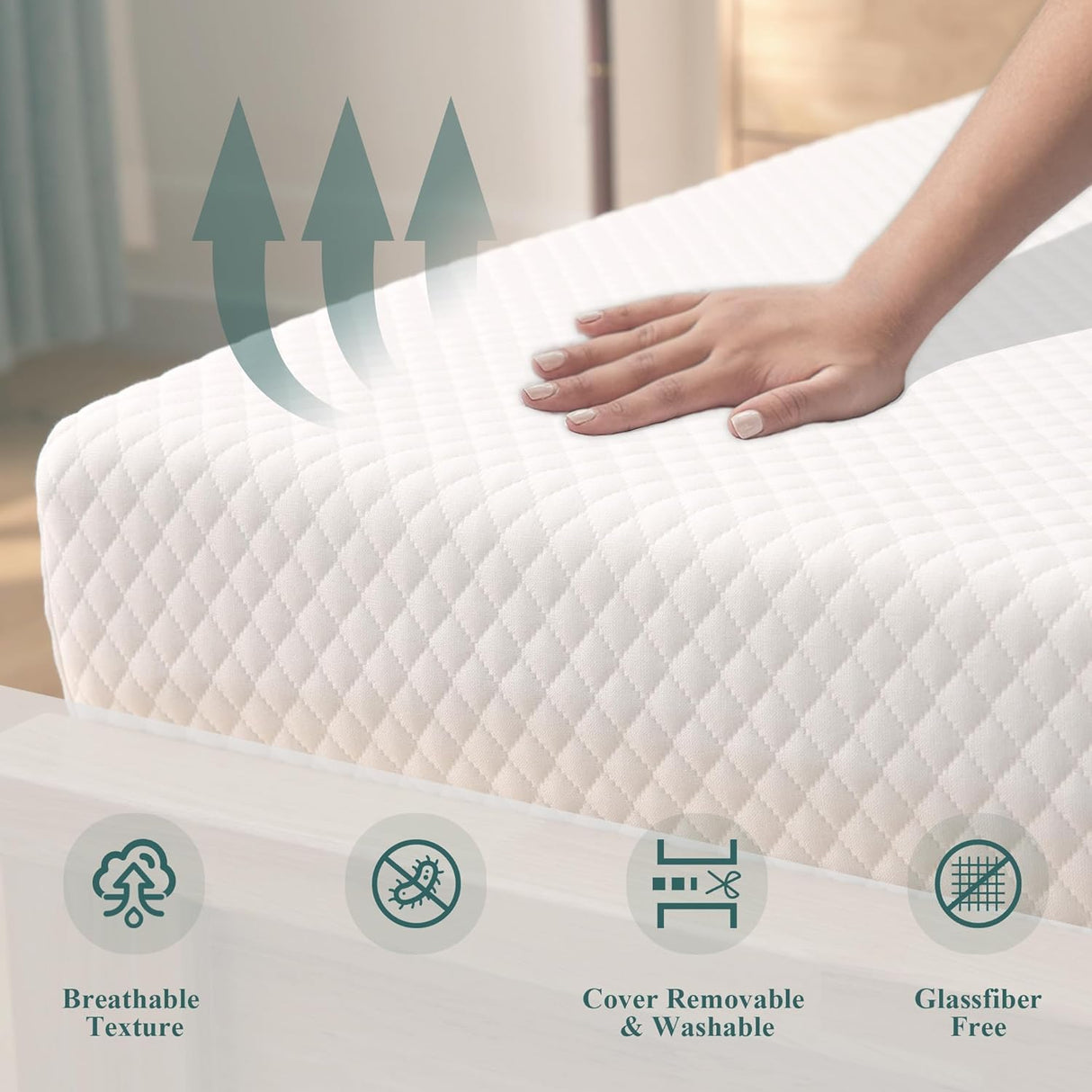 BreezeRest Twin Mattress 6 Inch Memory Foam Mattress Bed in a Box,Medium Firm Cooling Gel Green Tea Twin Size Mattress with Breathable Soft Fabric Cover CertiPUR-US colchones Twin Pressure Relief BreezeRest