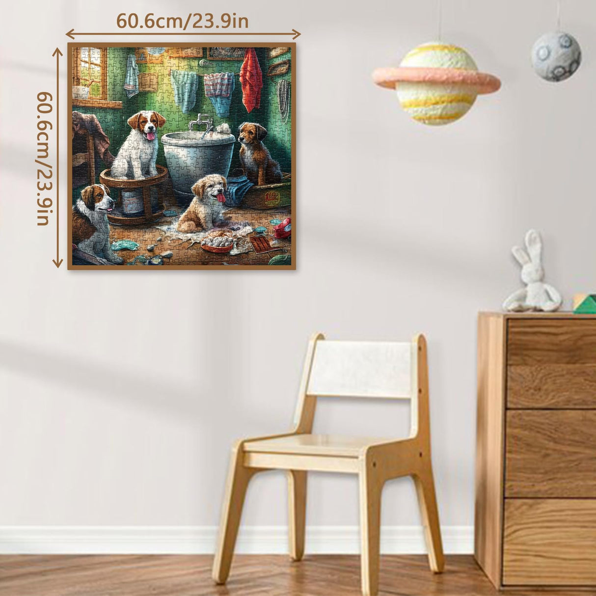 Puppy Puzzles for Adults 1000 Piece, Funny Dog Jigsaw Puzzle, Bath Party Dog Puzzle 23.9 * 23.9 inches IdeaBazar