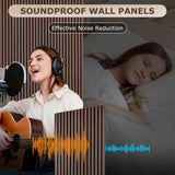 DOLLAR BOSS Wood Slat Acoustic Panels for Wall, 46.5" x 23.6" 2Pcs Soundproof Absorbing Wall Panel with Wood Finish 3D Fluted, Ebony DOLLAR BOSS