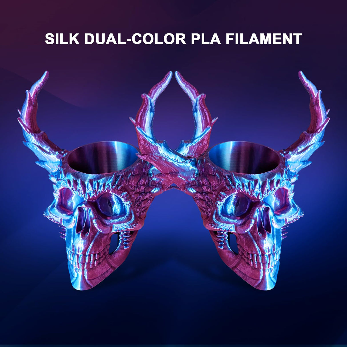 YOUSU Silk PLA Filament 1.75mm, 3D Printer Filament Dual Color Coextrusion Filament Silk Rose-Red Blue Color Change PLA, Compatible with Most of 3D Printer. Yousu