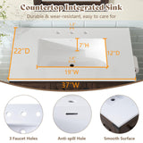 AMERLIFE 36" Farmhouse Bathroom Vanity with Sink Combo, Freestanding Small Single Wood Barn Door Bath Storage Cabinet Set with Sliding Drawers & Open Shelf, Paper Towel Holder, Rustic Brown AMERLIFE