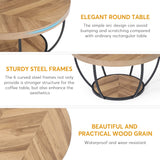 Tribesigns Round Coffee Table, Modern 2-Tier Center Table with Storage Open Shelves, Wooden Circle Coffee Table Sofa Side Table with Metal Legs for Living Room, Wooden Grain and Black Tribesigns