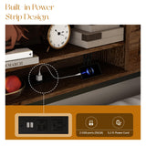 Daybed with Trundle and LED Light, Farmhouse Twin Daybed Frame with Storage Headboard & Charging Station, Heavy Duty Metal Day Bed with Sliding Barn Door for Living Room,Bedroom (Rustic Brown, Twin) HMYFGD