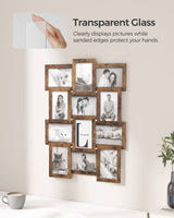 SONGMICS Collage Picture Frames, 4x6 for Wall Decor Set of 12, Multi Family Photo for Gallery Decor, Hanging Display, Assembly Required, Rustic Brown SONGMICS