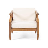 Christopher Knight Home Daisy Outdoor Club Chair with Cushion (Set of 2), Teak Finish, Cream Christopher Knight Home