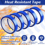 Fyguard 5 Rolls 20mm × 30m (98ft) Blue Sublimation Tape Heat Resistant Tape Sublimation Heat Transfer Tape, Heat Press Tape for Sublimation Printer Electronic Soldering, No Residue Fyguard
