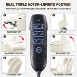 Neioml 3 Motor Large-Wide Lift Chair, Infinite Position, 180° Lay Flat, Power Lift Chairs Recliners for Elderly Big and Tall, Massage & Heat, Extended Footrest, Soft Plush Flannel (Cream White) Neioml