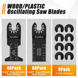 Kyoffiie 100Pcs Oscillating Saw Blades, Quick Release Multi Tool Blades Kits Universal Oscillating Tool Blades Wood Plastic Multitool Blades Compatible with Dewalt, Ryobi, Makita, Bosch, Craftsman Kyoffiie