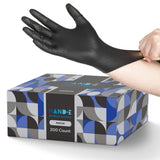 Hand-E Touch Black Nitrile Disposable Gloves Medium, 50 Count - BBQ, Tattoo, Hair Dye, Cooking, Mechanic Gloves - Powder and Latex Free Hand-E Touch