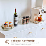 JanflyHome Kitchen Pantry Storage Cabinet with Power Outlet & Light, 73'' Freestanding Hutch Cabinet with Glass Door & Microwave Stand, Tall Cabinet for Dining Room, Adjustable Shelves, White… JanflyHome