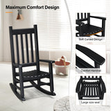 VINGLI Outdoor Child’s Rocking Chair, All Weather Wooden Rocking Chair with High Backrest, Patio Rocker for Garden, Yard, Balcony, Wooden Rocker for 3-9 Years Old, Black VINGLI