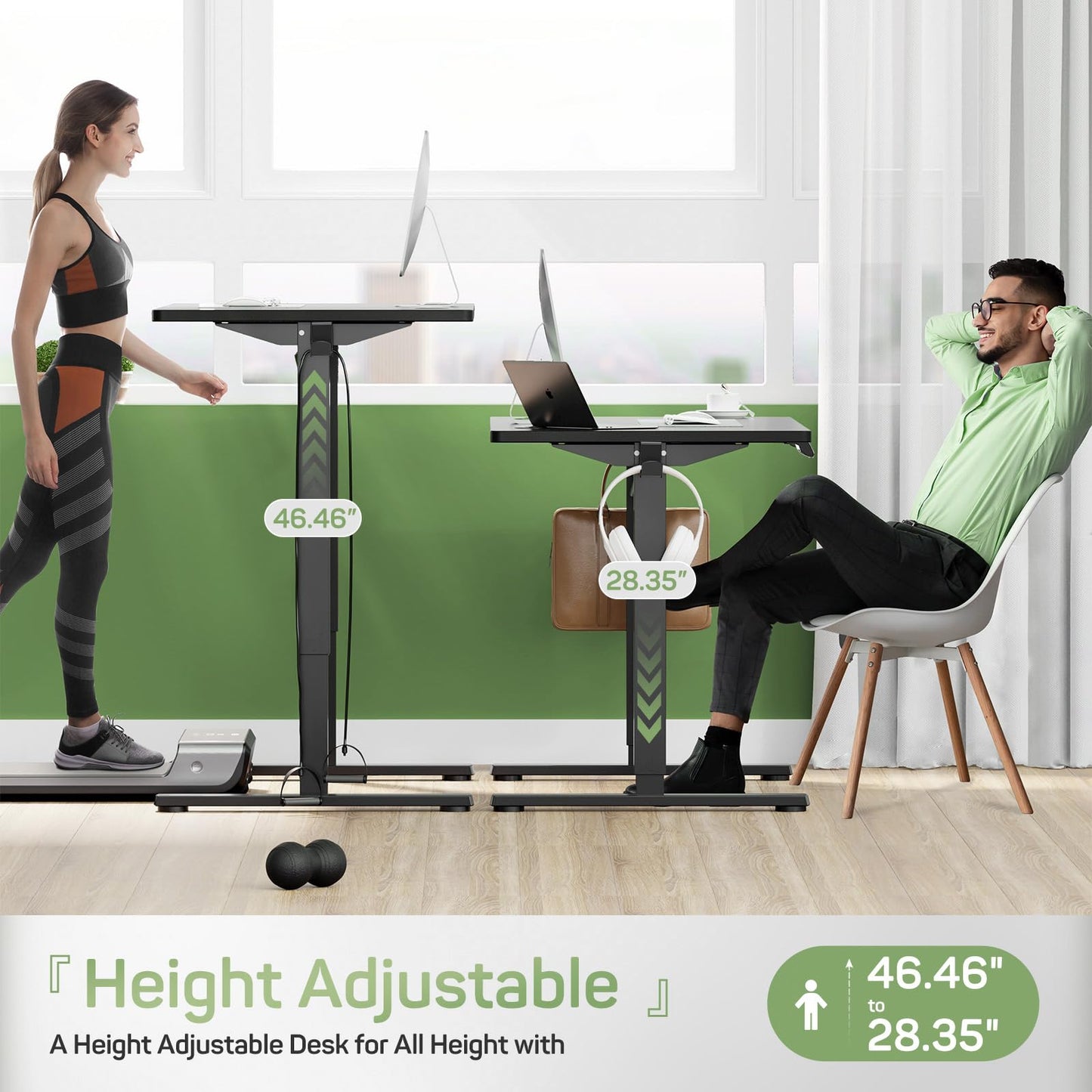 Zibbizo Electric Height Adjustable Standing Desk, 40x24 Inches, Ergonomic Sit-to-Stand Rising Computer Table for Home Office