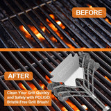 POLIGO BBQ Grill Cleaning Brush Bristle Free & Scraper - Triple Helix Design Barbecue Cleaner - Non-Bristle Grill Brush and Scraper Safe for Gas Charcoal Porcelain Grills - Ideal Grill Tools Gift POLIGO