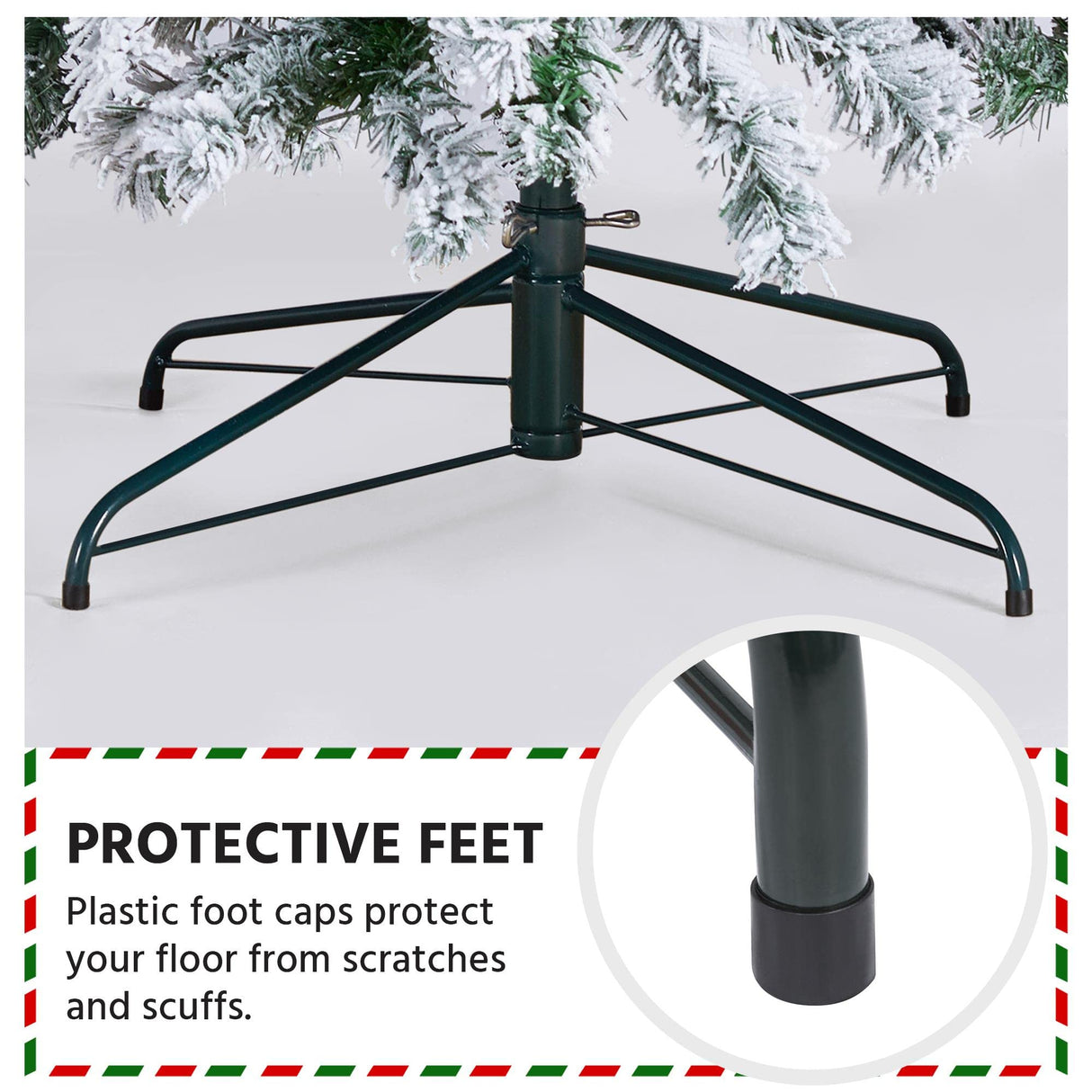 Yaheetech 9ft Pre-lit Artificial Christmas Tree with Incandescent Warm White Lights, Snow Flocked Full Prelighted Xmas Tree W/2084 Branch Tips, 900 Incandescent Lights & Foldable Stand, Green & White Yaheetech