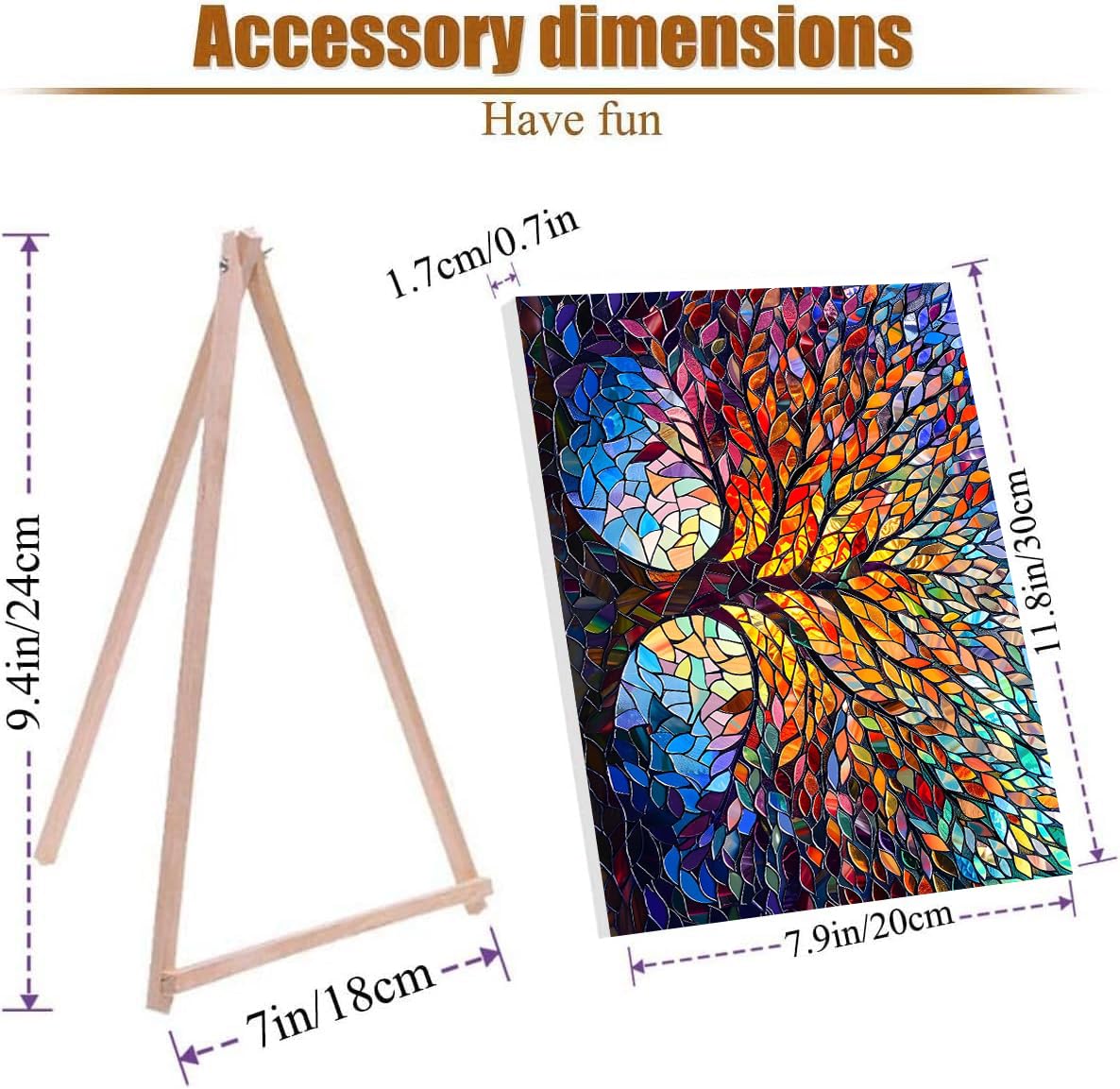 VIGEGU Tree of Life Paint by Numbers Kit for Adults with Framed - Paint by Number with Wooden Easel DIY Nice Box Acrylic Oil Painting,for Wall Decor 8x12inch VIGEGU