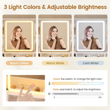 BTHFST Makeup Vanity with Upholstered Stool & Charging Station, Vanity Desk with Mirror and Lights, Vanity Table Set with Jewelry Storage & RGB Lights & 5 Drawers & Shelves, White & Gold BTHFST