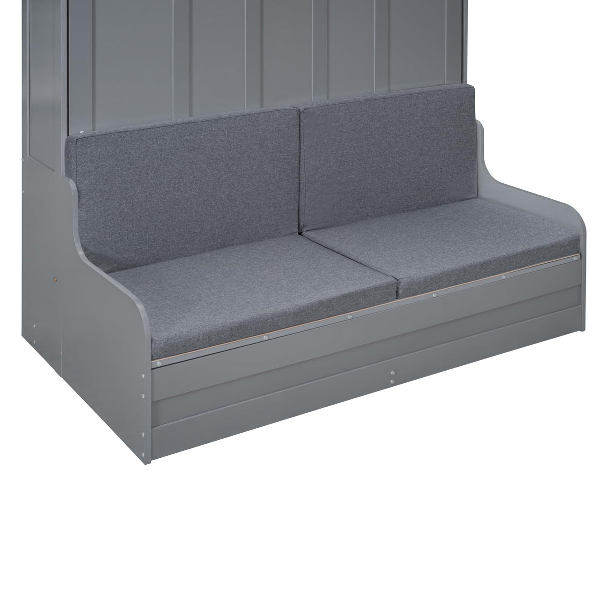 Merax Queen Size Murphy Bed, Wooden Queen Murphy Bed Wall Bed with Cushion, for Home Office or Small Room, Gray Merax