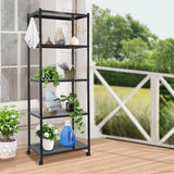 AHULIN 5 Tiers Adjustable Kitchen Storage Rack with Wheels,Freestanding 62In Shelving Storage Rack for Garages, Kitchens, Living Rooms(Black) AHULIN