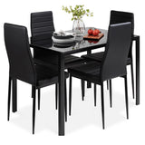 Best Choice Products 5-Piece Glass Dining Set, Modern Kitchen Table Furniture for Dining Room, Dinette, Compact Space-Saving w/Glass Tabletop, 4 Upholstered PU Chairs, Metal Steel Frame - Black Best Choice Products