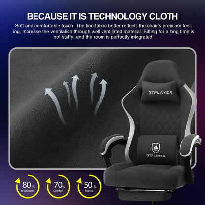 GTPLAYER Gaming Chair, Computer Office Chair with Pocket Spring Cushion, Linkage Armrests and Footrest, High Back Ergonomic Computer Chair with Lumbar Support Task Chair with Footrest