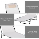 Outsunny Folding Chaise Lounge Chair, Pool Sun Tanning Chair, Outdoor Lounge Chair with Reclining Back, Breathable Mesh Seat, Headrest for Beach, Yard, Patio, Cream White Outsunny