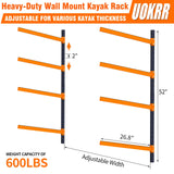 UOKRR Kayak Storage Rack, Wall Mount Kayak Racks for Indoor Outdoor Storage, Heavy Duty Adjustable Kayak Rack for Garage, Spacesaver (4 Kayaks, Wall Mount) UOKRR