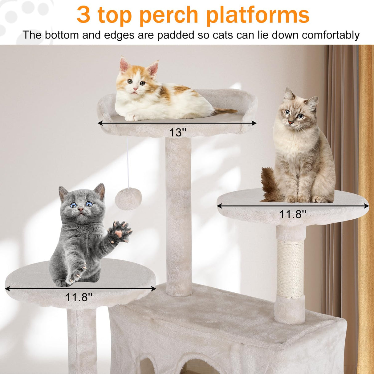 XXkseh Cat Tree 54 Inches Cat Tower for Indoor Cats Multi-Level Cat Condo with Litter Box Enclosure,Scratching Posts for Indoor Cats (Beige)… XXkseh