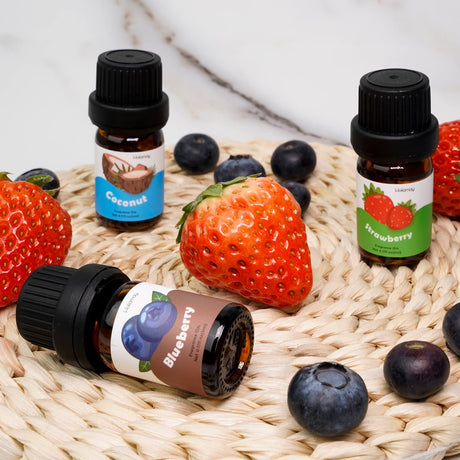Fruity Fragrance Oil for Candle & Soap Making, Holamay Premium Essential Oils 5ml x 10 - Coconut, Strawberry, Mango, Pineapple, Summer Aromatherapy Diffuser Oils Set Holamay