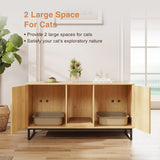 Fienveorn Cat Litter Box Enclosure for 2 Cats, 47.6’’ Litter Box Furniture Hidden with Cat Scratch Pad, Double Room Large Cat Cabinet, Indoor Cat House TV Stand Side Table,Cat Washroom Halitaa