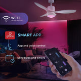 GLOBE Electric Oswald 48 in. Smart Ceiling Fan with LED Light, Energy Saving, Reversible Airflow, Remote Control, Whisper Quiet DC Motor, 6 Speeds, White GLOBE