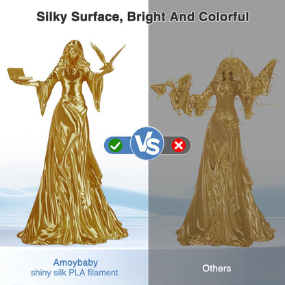 Amoybaby Silk Gold PLA Filament 1.75mm, Shiny Silk PLA 3D Printer Filament High Speed & Clog-Free, Dimensional Accuracy +/- 0.03mm, 1kg(2.2lb), Fits for Most FDM 3D Printers - WoodArtSupply