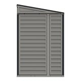 Duramax SideMate 4x10 FT PVC Resin Outdoor Garden Lean-to Storage Shed with Foundation Kit – All-Weather Vinyl Storage, Heavy-Duty Construction, Maintenance-Free, Adobe with Gray Trim DURAMAX