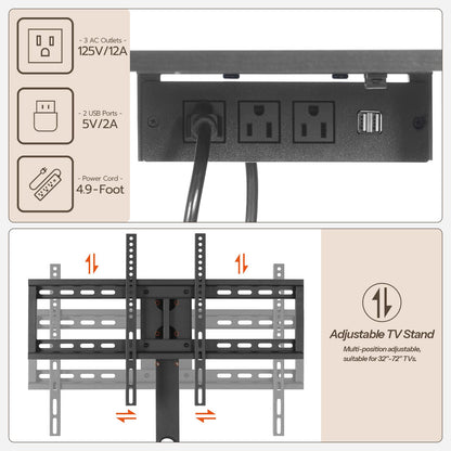 HOOBRO TV Stand with Mount and Power Outlet, LED Entertainment Center with Swivel TV Mount for 32/45/55/60/65/70/75 inch TVs, TV Cabinet with 3-Tier Storage, for Living Room, Bedroom, Black BB46UDDS01