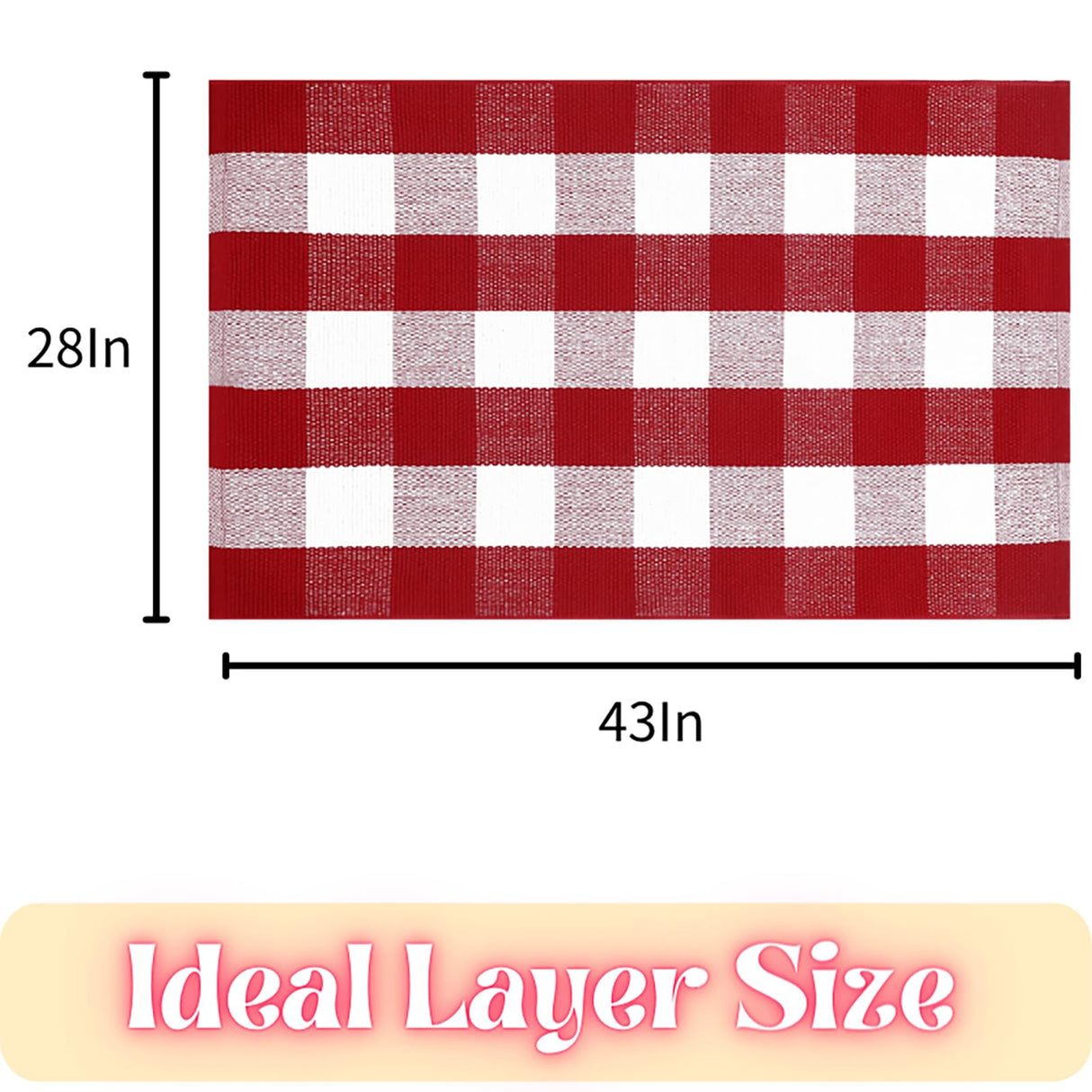Ckorzen Red and White Plaid Rug, 28" x 43" Christmas Front Porch Outdoor Rug, Handwoven Cotton Washable Rug for Layered Door Mats, Holiday Entryway and Home Décor Ckorzen