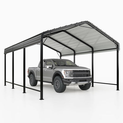 AIRWIRE 10x15 Metal Carport Carports with Enhanced Base Heavy Duty Garage Outdoor Galvanized Car Shelter for Car, Boats and Truck - WoodArtSupply