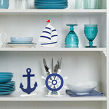 COCHIE Wooden Summer Nautical Decor Set of 3, Double-Sided Anchor Sailboat Tiered Tray Decorations, Wood Cruise Ship Wheel Sign for Tabletop, Home, Desk, Shelf, Party Decoration COCHIE