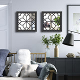 Wocred 2 PCS Square Wall Mirror,Gorgeous Rustic Farmhouse Accent Mirror,Black Entry Mirror for Bathroom Renovation,Bedrooms,Living Rooms and More(12”x12”) Wocred