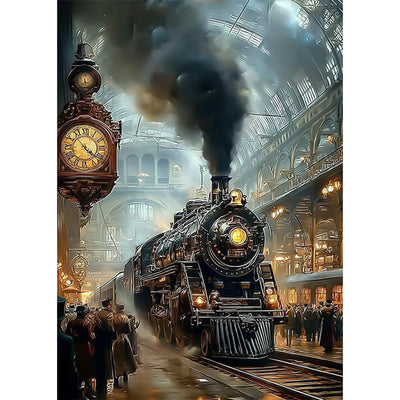 AIRDEA Train Diamond Art Painting Kits for Adults,Diamond Painting 12x16in,DIY Gem Art Kits