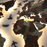 TUPAFJU 3D LED Wood+Acrylic World Map Wall，Extra Large Size 59/79/98/118in，3D Wall Art Décor,Art Modern Home Decor Gifts LED Lighting Wall Decor,Living Room Hanging Mural(A,Small) TUPAFJU
