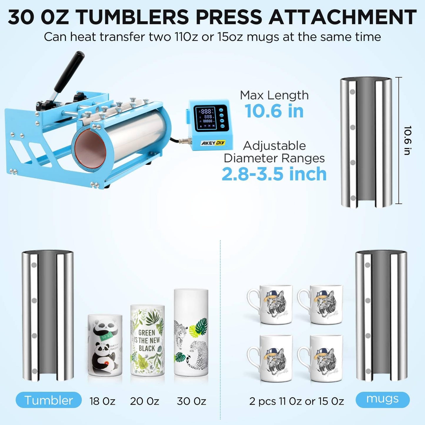 WHUBEFY Heat Press,15x15 Shirt Press Machine 8 in 1 with 30Oz Tumbler Attachment Sublimation Machine Digital Slide Out Sublimation Heat Transfer Machine, Heat Press for T-Shirts Mugs Caps Plates,1400W