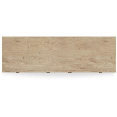 Signature Design by Ashley Cielden Coastal 6-Drawer Dresser, Bronze-Tone Knobs, Safety Stop, Textured Cane Details, 62.01" W x 19.65" D x 35.67" H, Light Brown Signature Design by Ashley