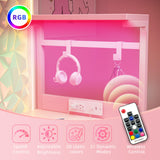 TIQLAB Gaming Desk 40 inch with Power Outlet and LED Light, Computer Desk with Reversible Shelves and Storage Drawer, Small PC Desk for Home Office Table with Bag, Carbon Fiber Pink TIQLAB