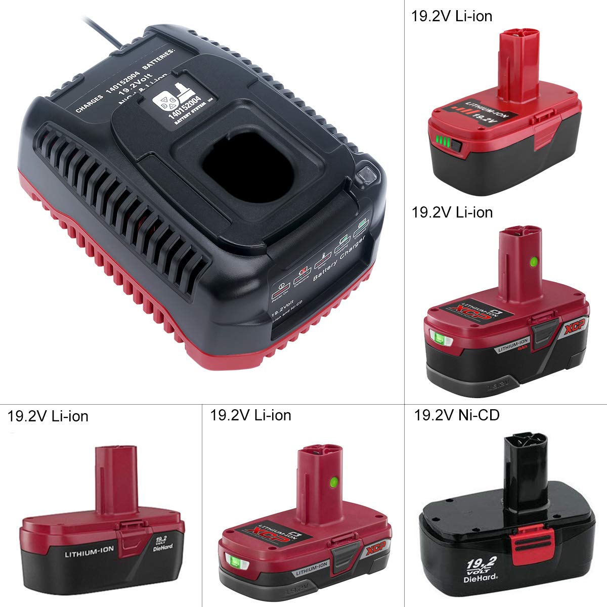 19.2V C3 Charger Replacement for Craftsman 19.2 Volt Lithium-ion & Ni-cad Battery Charger 140152004 DieHard XCP Battery 1425301 1323903 130279005 11375 11376 315.PP2011 - WoodArtSupply