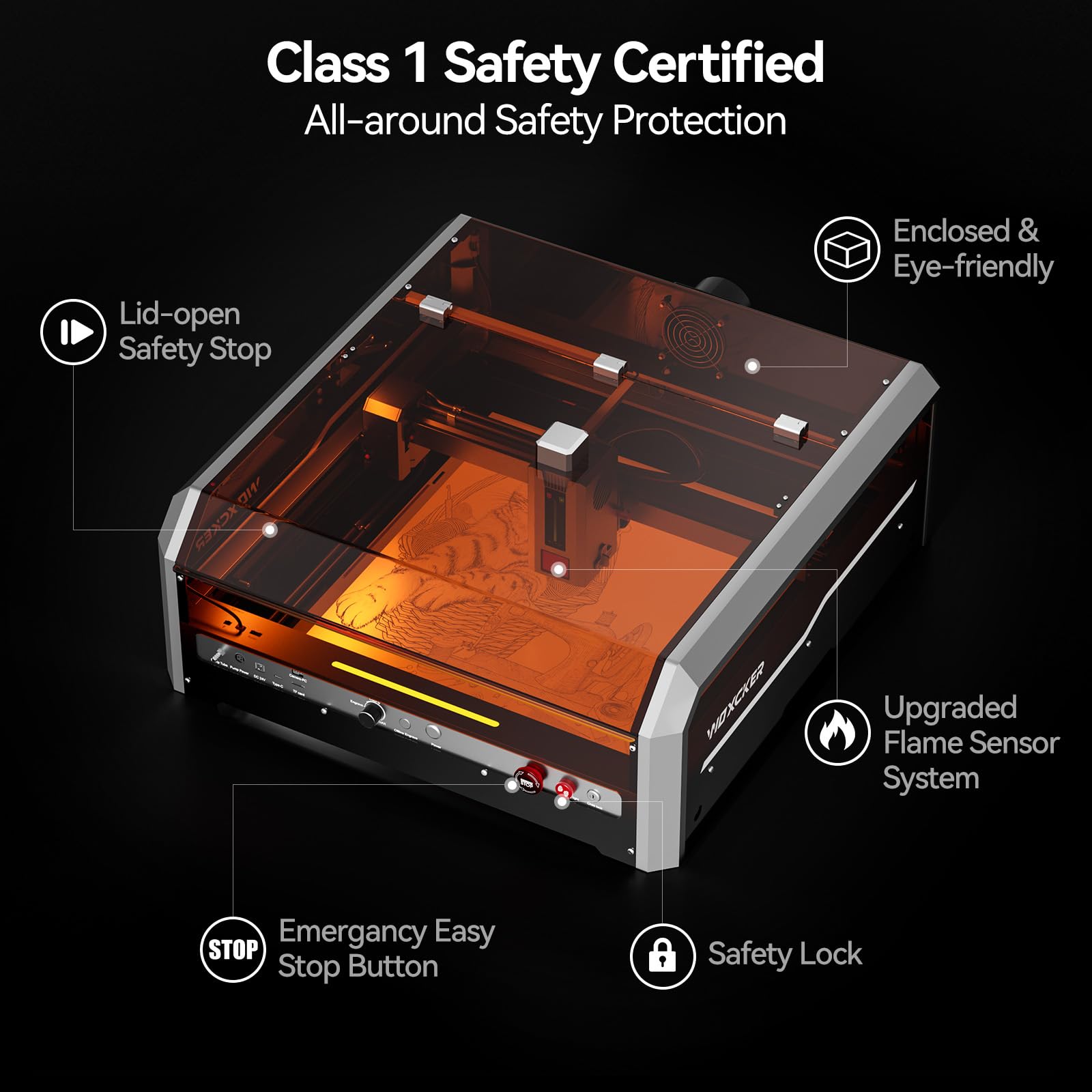 20W Laser Engraver, Woxcker L8 MAX Laser Engraving Machine, All-in-one Enclosure with Air Assist, Camera, Honeycomb, Pre-Assemble 40000mm/min Laser Cutter Multiple Protection, for Wood Metal  - WoodArtSupply